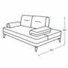 Line drawing of the Faye Sofa Cum Bed showing a depth of 42 inches and a height of 34 inches.