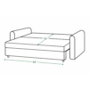 Ridge sofa cum bed in unfolded position with a 63-inch width and 72-inch sleeping surface length.