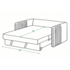 Milo sofa cum bed in unfolded position with a 63-inch width and 72-inch sleeping surface length.