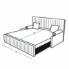 Cleo sofa cum bed in unfolded position with a 72-inch-wide front panel and a 72-inch sleeping surface length.