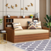 Willow wooden diwan cum bed with cream upholstery styled in a modern living room