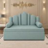 Daisy Diwan Cum Bed with blue-green upholstery and bolster arms in an elegant modern bedroom