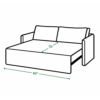Ellis Sofa Cum Bed extended configuration with dimension markings for the sleeping surface.